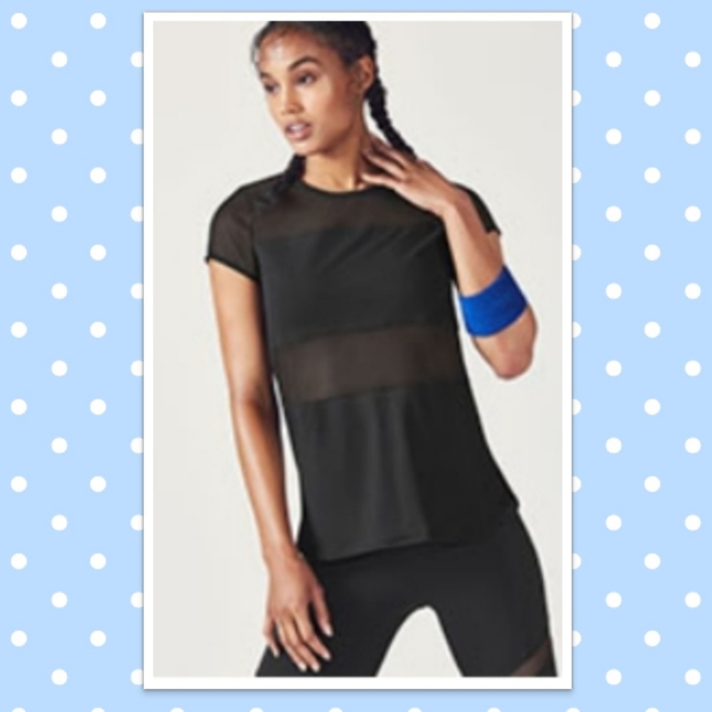 Fabletics Black Daniela Short Sleeve Tee Top